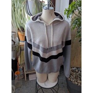 Cynthia Rowley Rayon blend LS Hooded striped Sweater hoodie sz M-L
